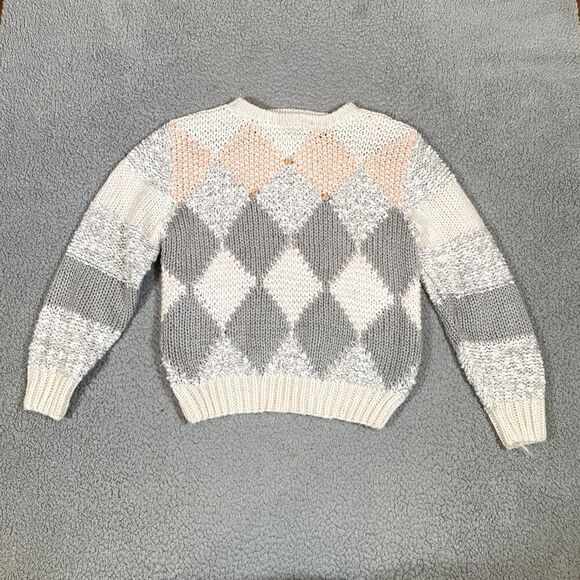 Vintage Hand Knit Sweater Women's Pullover Floral Just Christina Pink Large - Picture 1 of 7